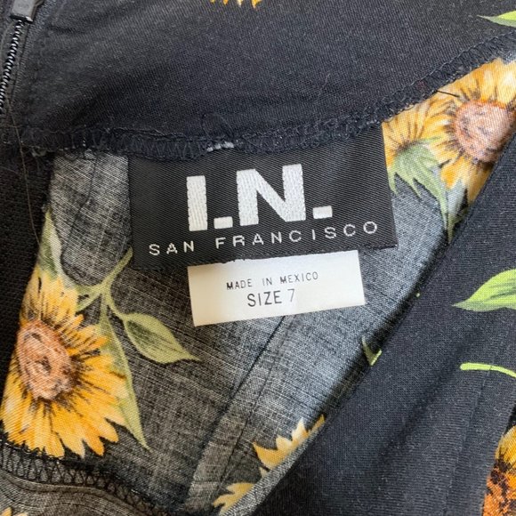 I.N. San Francisco Sundress Sunflower Mini Dress Tie Front Sleeveless Size 7 - Picture 8 of 10